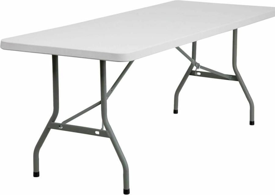 Flash Furniture 6-Foot White Granite Folding Table - Heavy Duty Plastic Portable Table for Events & Meetings