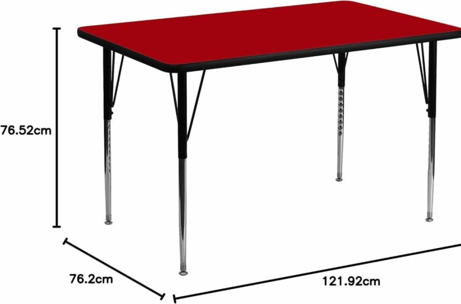 Flash Furniture Wren 30x48 Inch Adjustable Height Rectangular Activity Table - Oak Thermal Laminate Top, Standard Legs