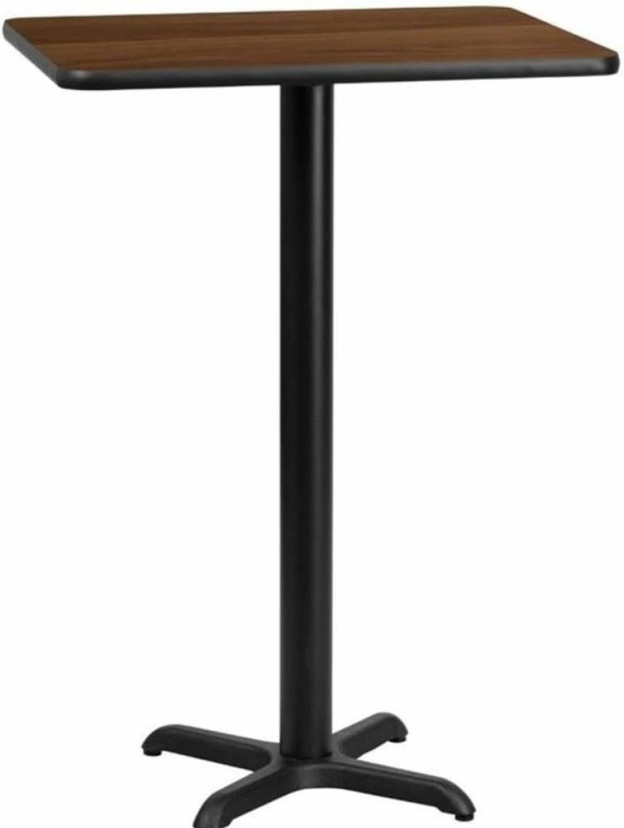 Flash Furniture Stiles 24x30 Inch Black Laminate Rectangular Table Top with 22x22 Inch Bar Height Base