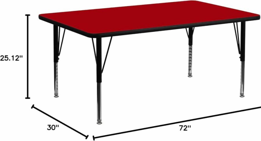 Flash Furniture 30x72 Inch Adjustable Height Activity Table, Yellow Work Surface 26x30 Inches, Durable School or Office Table for Kids and Adults