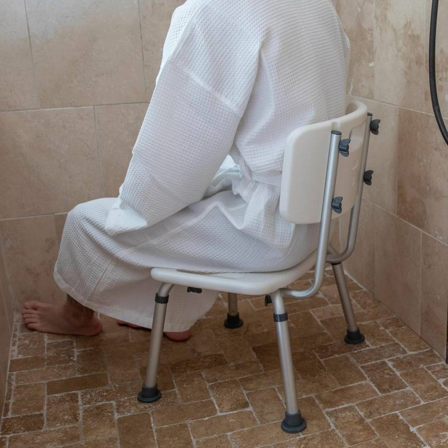 Flash Furniture Hercules Series 300 lb. Capacity Adjustable Shower Chair with U-Shaped Cutout - Tool-Free Quick Assembly Gray Bath Seat