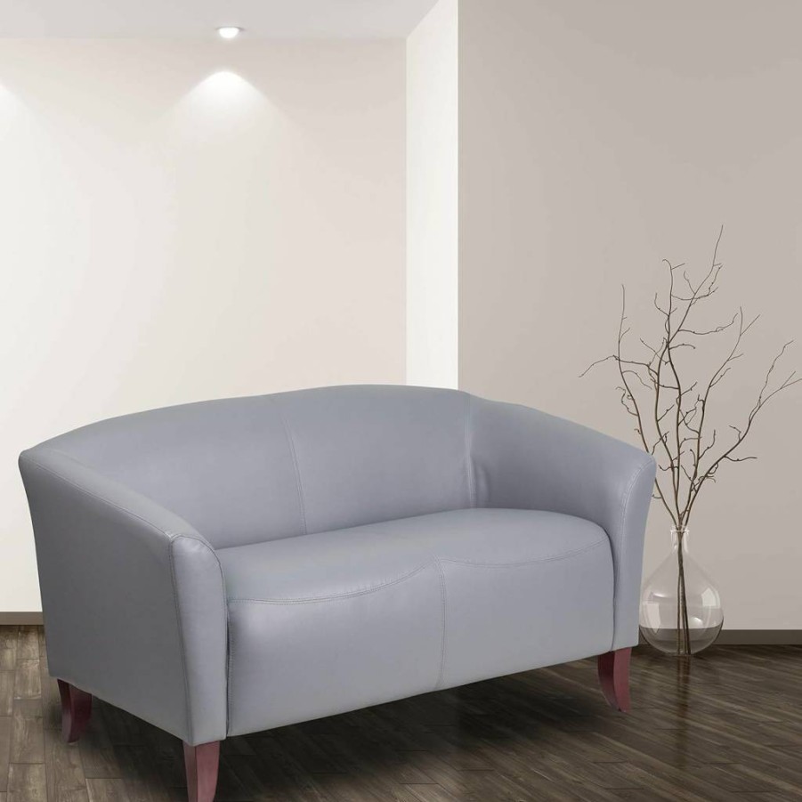 Flash Furniture Hercules Imperial Series Gray LeatherSoft Loveseat - Premium Comfort Two-Seater Sofa
