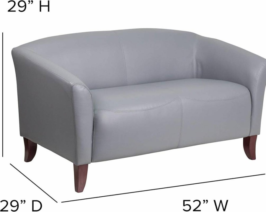 Flash Furniture Hercules Imperial Series Gray LeatherSoft Loveseat - Premium Comfort Two-Seater Sofa