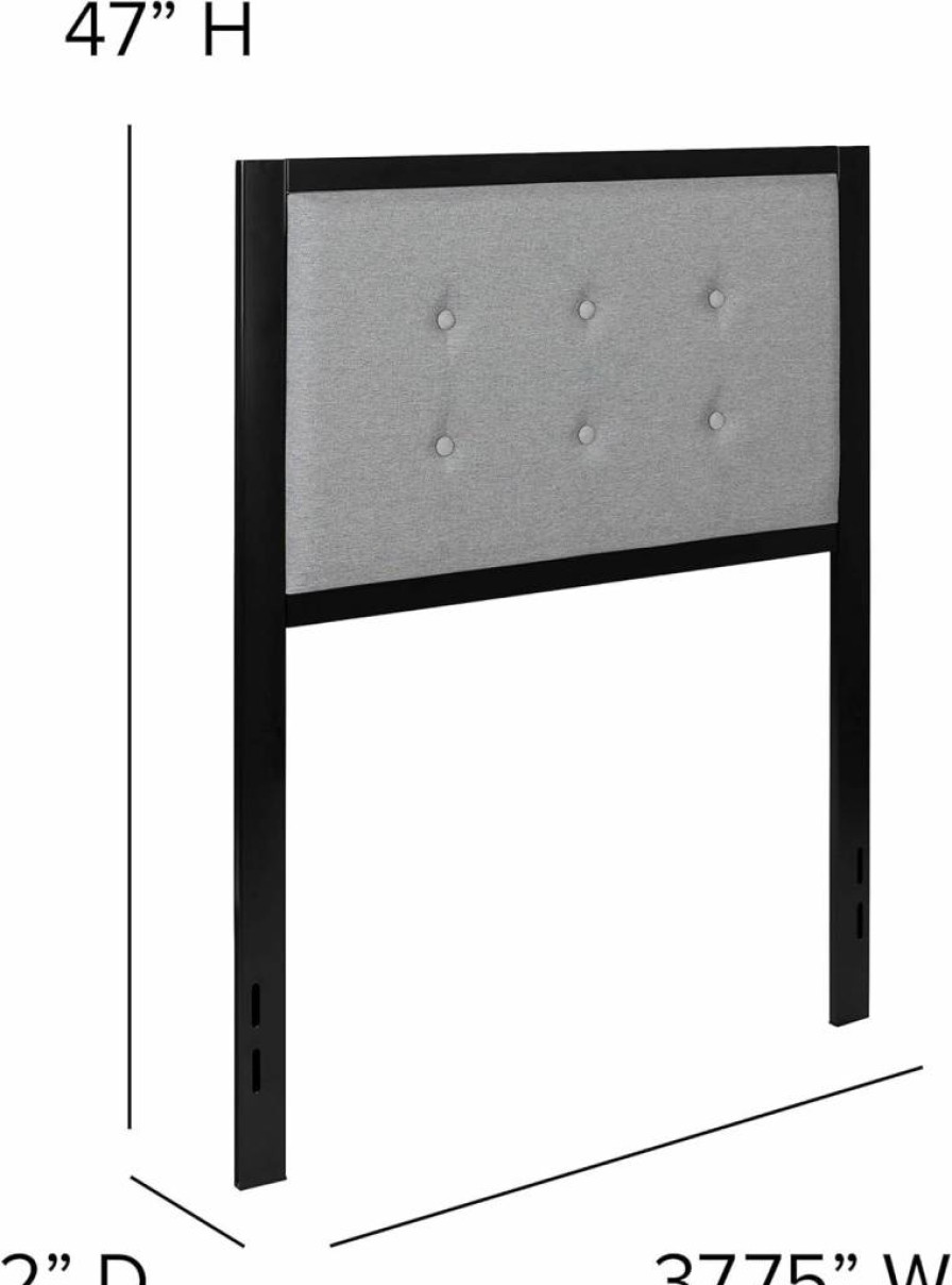 Flash Furniture Bristol Light Gray Tufted Upholstered Metal Twin Headboard