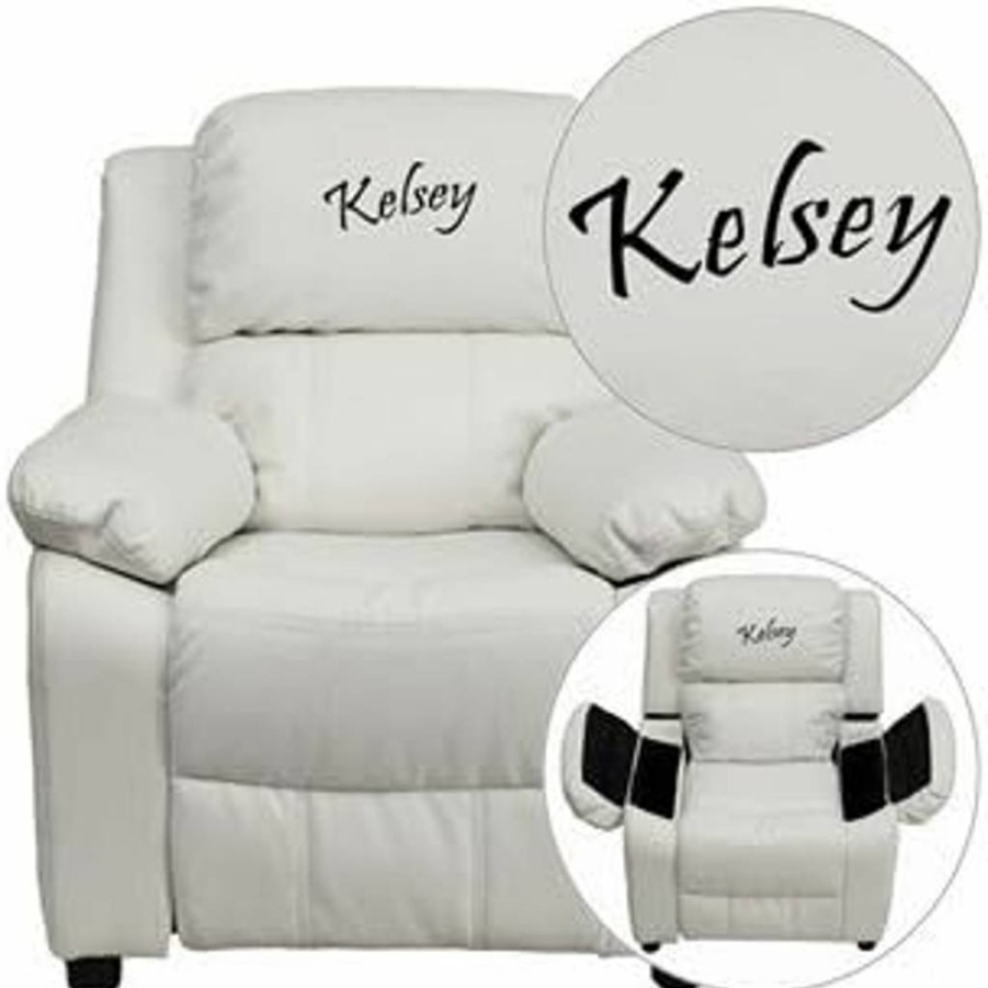 Flash Furniture White Vinyl Kids Recliner with Solid Hardwood Frame - Durable & Comfortable Chair for Children