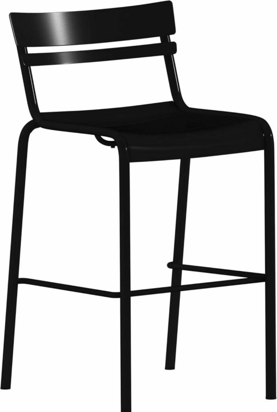 Flash Furniture Nash 4-Pack Commercial Steel Stackable Bar Stools with 2-Slat Back, Indoor Outdoor Use, Silver