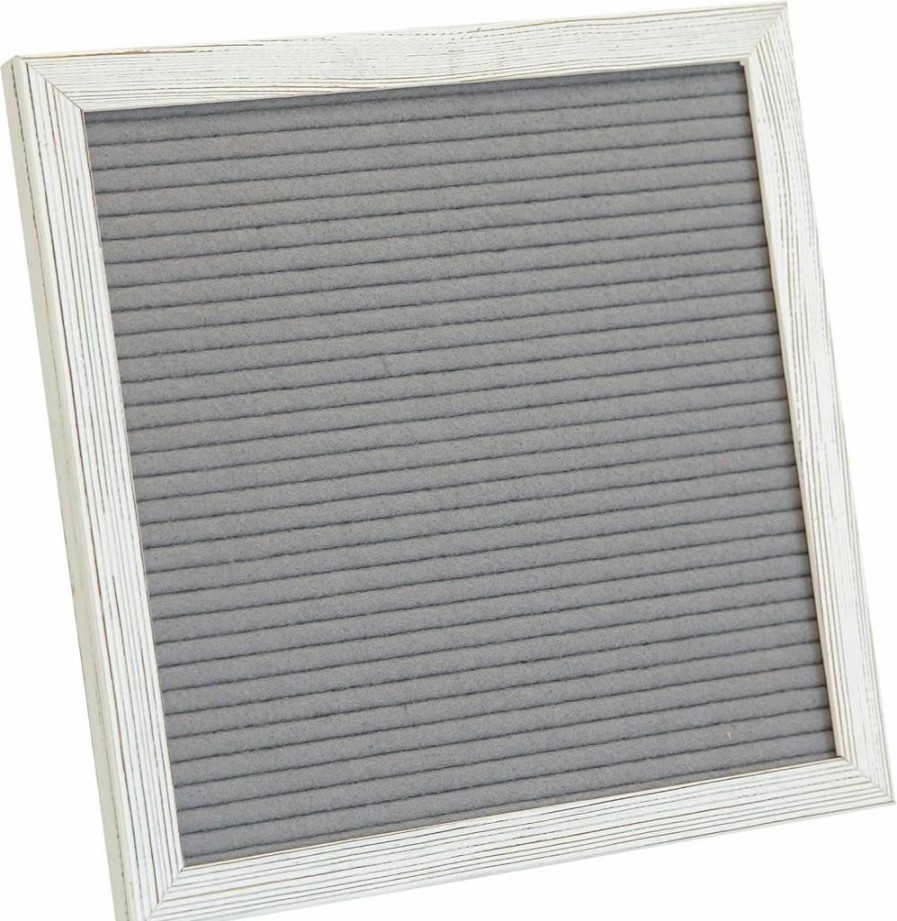 Flash Furniture Gracie 10x10 Felt Letter Board - Wooden Frame, 389 Letters & Symbols, Includes Canvas Carrying Case, White Wash/Gray Felt
