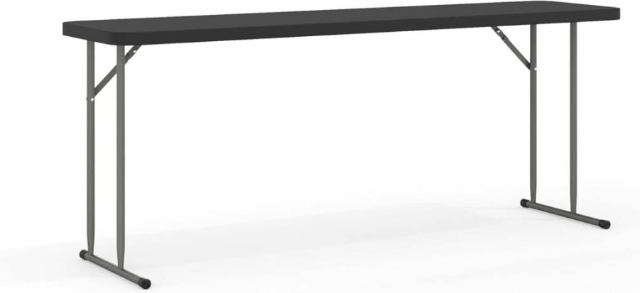Flash Furniture Kathryn 6-Foot Black Rectangular Folding Table - Durable Plastic Indoor/Outdoor Event Table