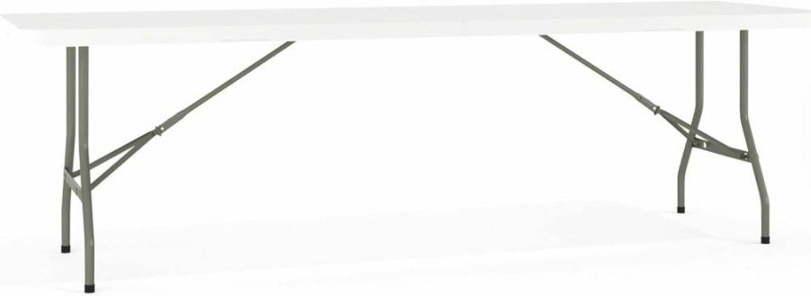 Flash Furniture 8ft Rectangular Bi-Fold Folding Table with Handle, Portable Granite White Banquet Table for Indoor Outdoor Events, 30x96 Inches