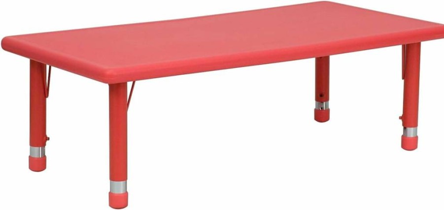 Flash Furniture Wren 24x48 Inch Adjustable Height Plastic Activity Table, Natural Rectangular School or Training Table