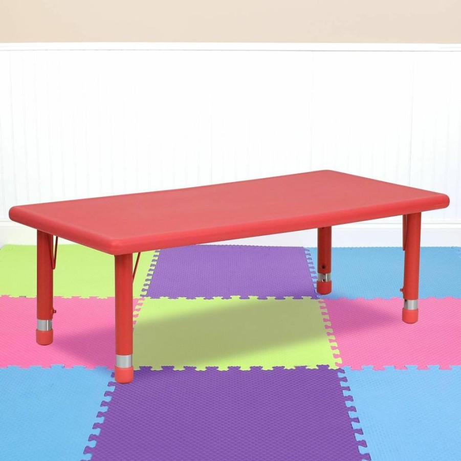 Flash Furniture Wren 24x48 Inch Adjustable Height Plastic Activity Table, Natural Rectangular School or Training Table