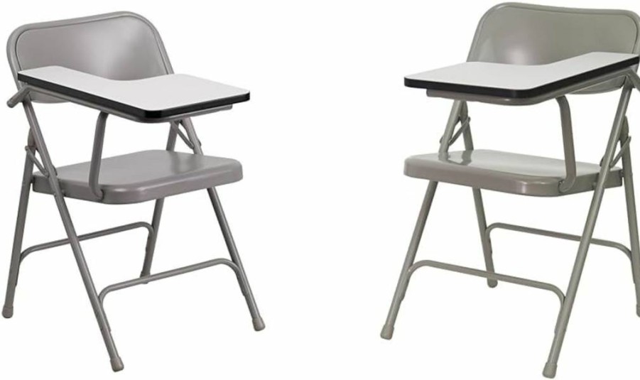 Flash Furniture Rutherford Gray Folding Chair with Right-Hand Tablet Arm - Commercial, Foldable Conference Room Chair (Set of 2)