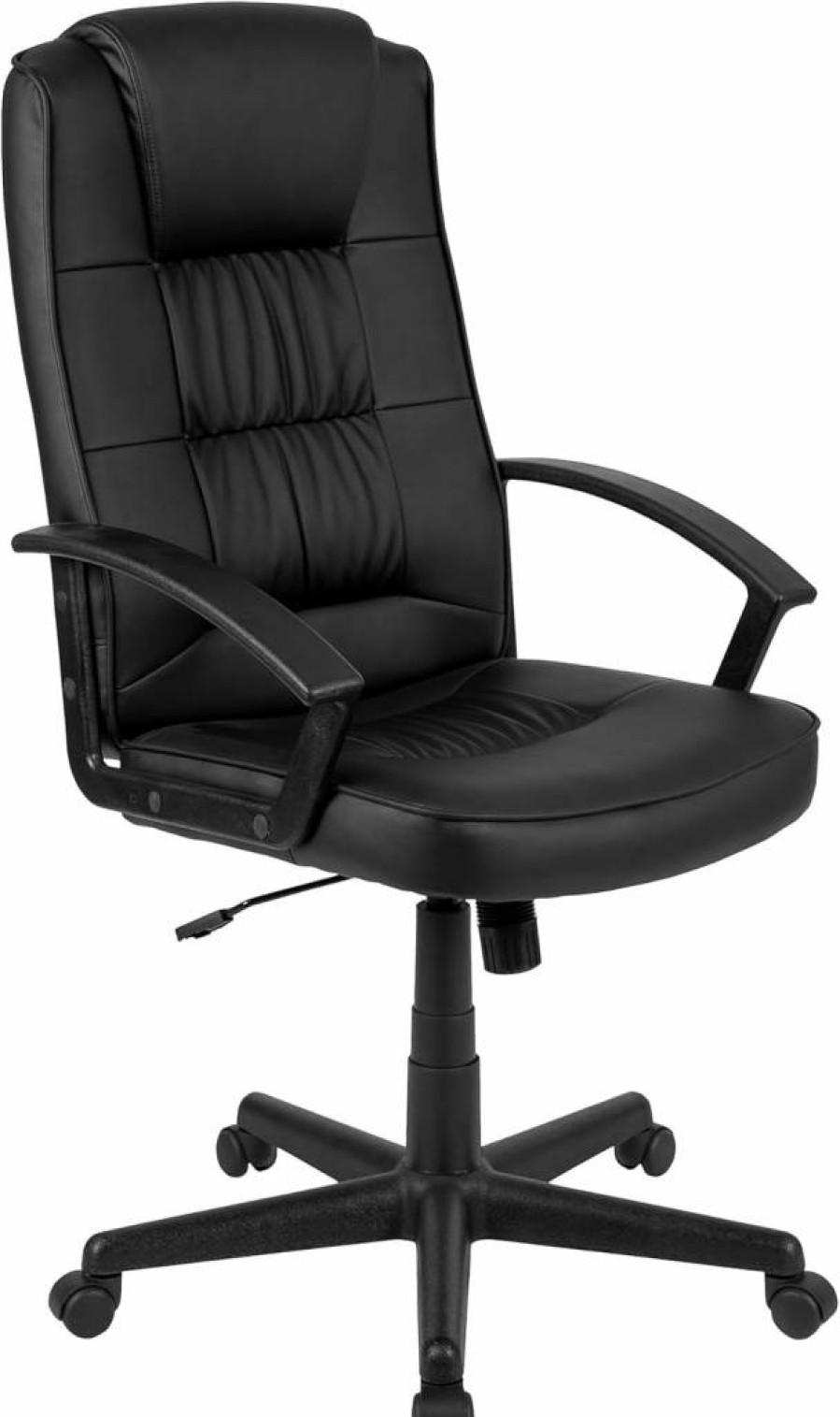 Flash Furniture High Back Office Chair with Arms - Black Leathersoft Padded Task Chair for Comfort & Support