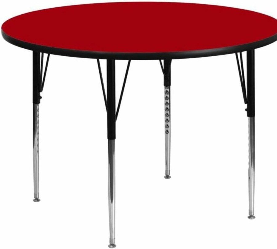 Flash Furniture Wren 42-Inch Round Adjustable Height Activity Table - Red Thermal Laminate Top, Standard Legs