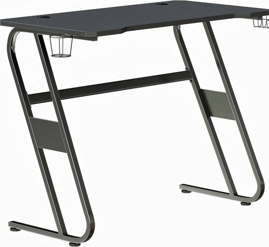 Flash Furniture 51.5" White Ergonomic Gaming Desk with Cup Holder & Headphone Hook - Fisher Computer Game Table for Gamers