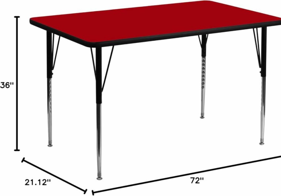 Flash Furniture 36x72 Inch Adjustable Height Rectangular Oak Activity Table with Thermal Laminate Top