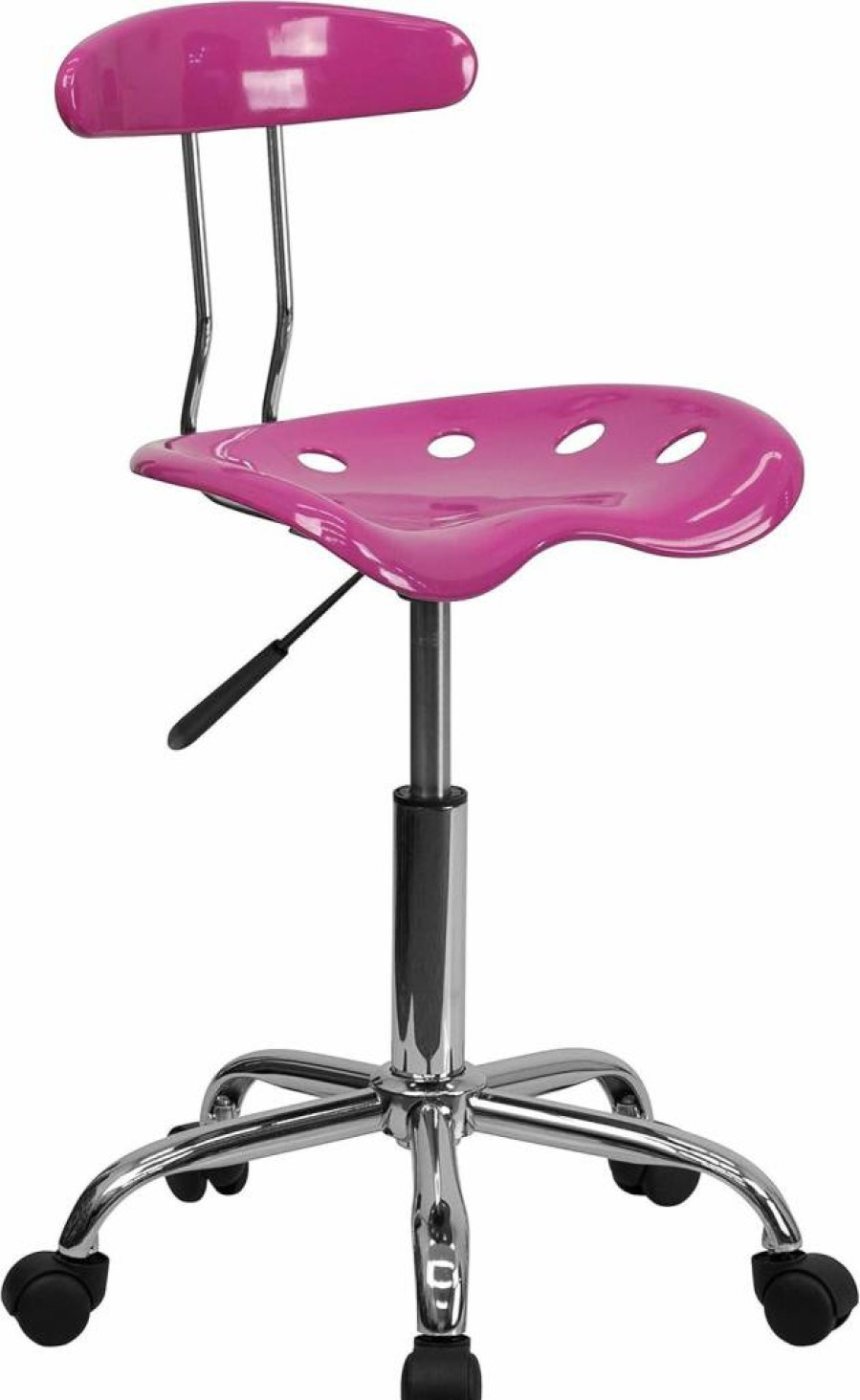 Flash Furniture Taylor Vibrant Black Tractor Seat Stool with Chrome Base - Adjustable Bar Stool for Home & Commercial Use