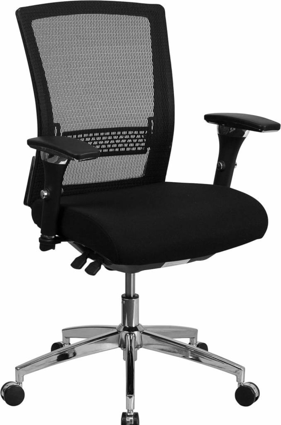 Flash Furniture Hercules Series 300 LB Heavy Duty Ergonomic Office Chair - Black Mesh Multifunction Seat with Adjustable Slider