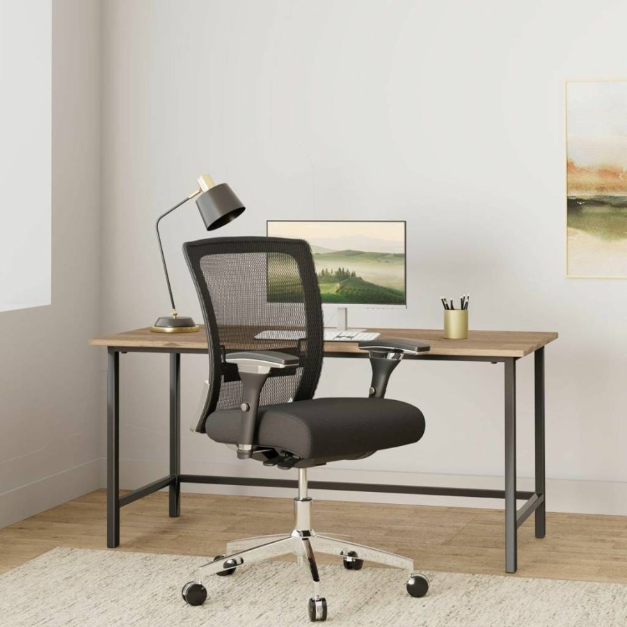 Flash Furniture Hercules Series 300 LB Heavy Duty Ergonomic Office Chair - Black Mesh Multifunction Seat with Adjustable Slider