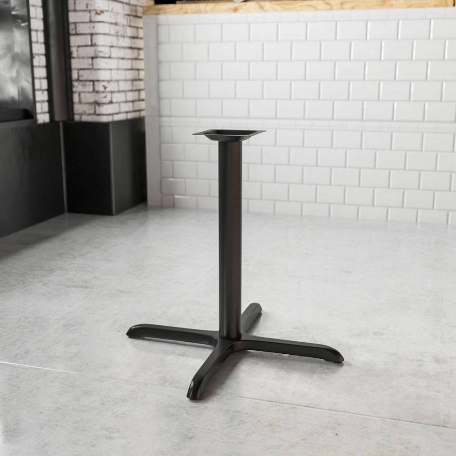Flash Furniture 30" Square Silver X-Base Commercial Restaurant Table with Cast Iron Base - 30" Height Beverly Series