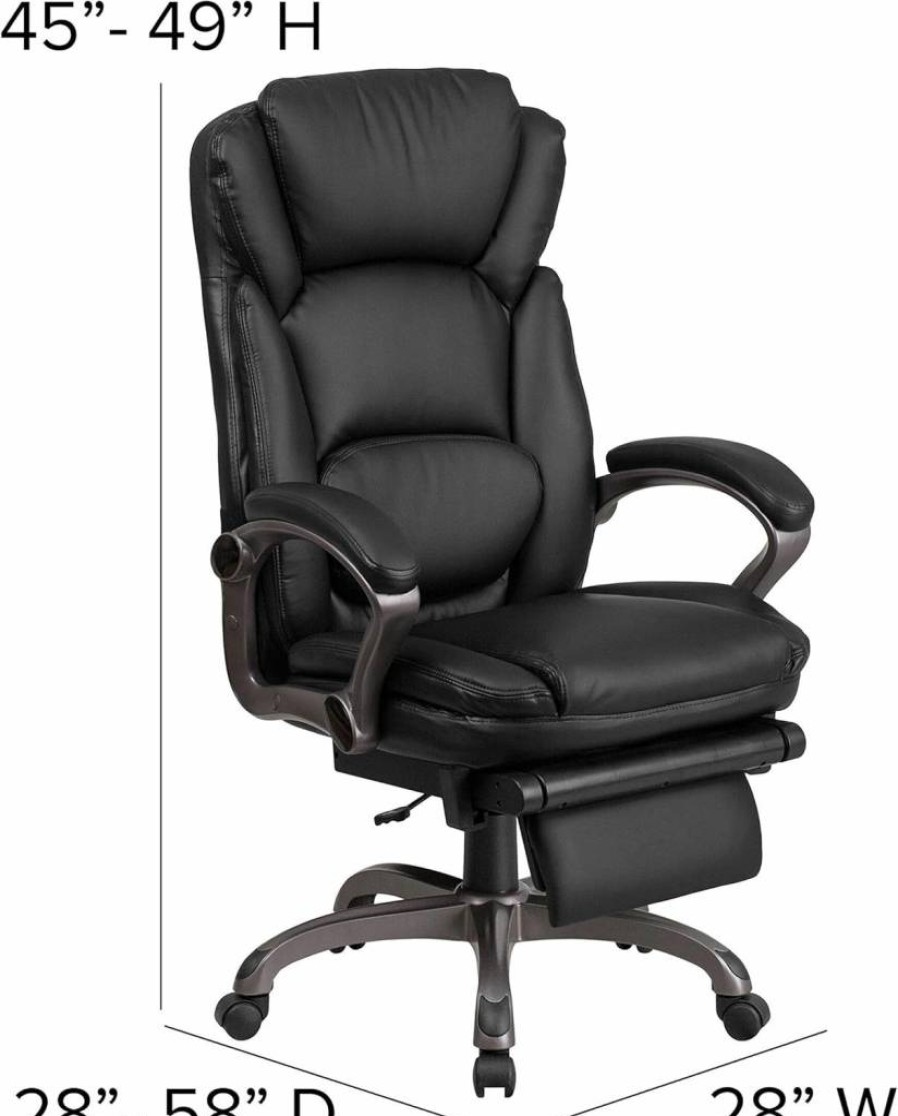 Flash Furniture Martin High-Back Executive Office Chair - Ergonomic LeatherSoft Recliner with Swivel Base, Lumbar Support & Adjustable Arms