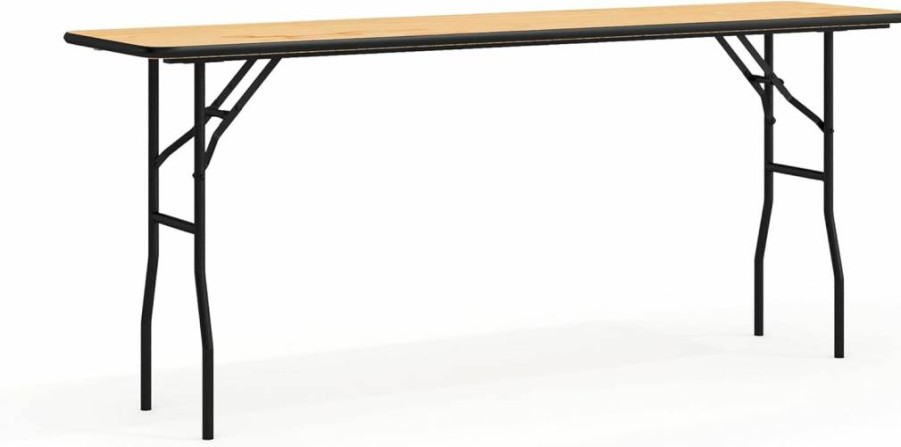 Flash Furniture Gael 6-Foot Rectangular Folding Table, Natural Wood Training & Event Table with Smooth Clear Coated Finish