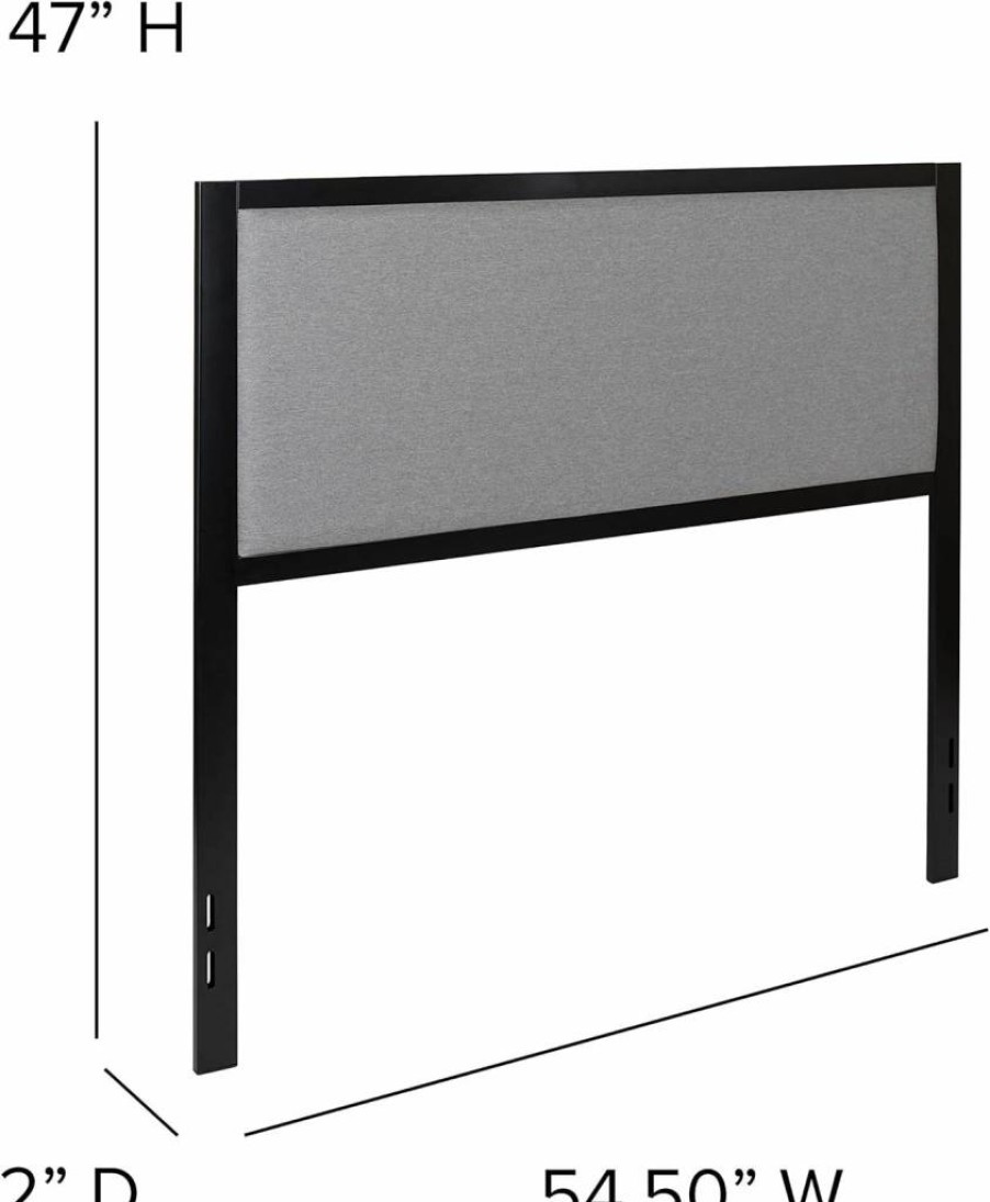 Flash Furniture Light Gray Melbourne Metal Upholstered Full Size Headboard