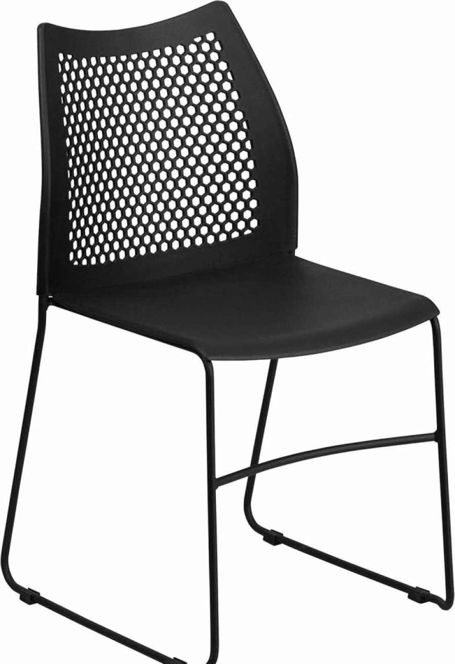 Flash Furniture Hercules Series 5-Pack Gray Ergonomic Stacking Office Chairs with Air-Vent Honeycomb Backs
