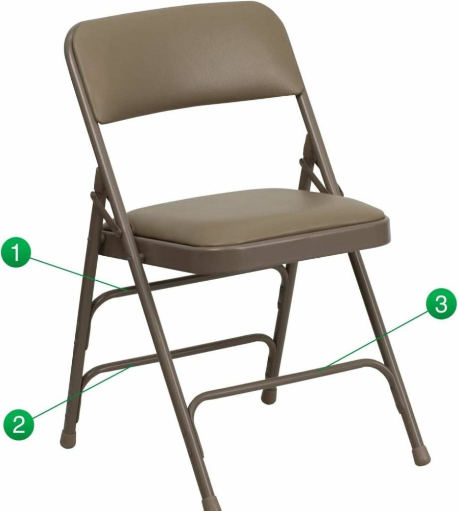 Flash Furniture Hercules Series Black Vinyl Metal Folding Chair - Heavy Duty, Curved Triple Braced & Double Hinged Design