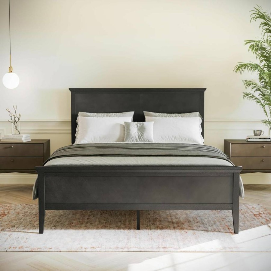 Flash Furniture Fiona Solid Wood Platform Bed Frame with Headboard & Footboard, Light Brown Finish, Slatted Support