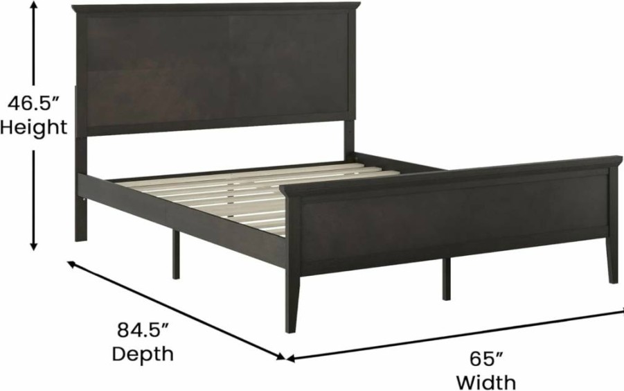 Flash Furniture Fiona Solid Wood Platform Bed Frame with Headboard & Footboard, Light Brown Finish, Slatted Support