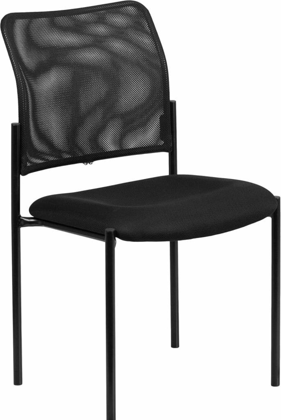 Flash Furniture Jana Black Mesh Stackable Office Chair with Steel Frame