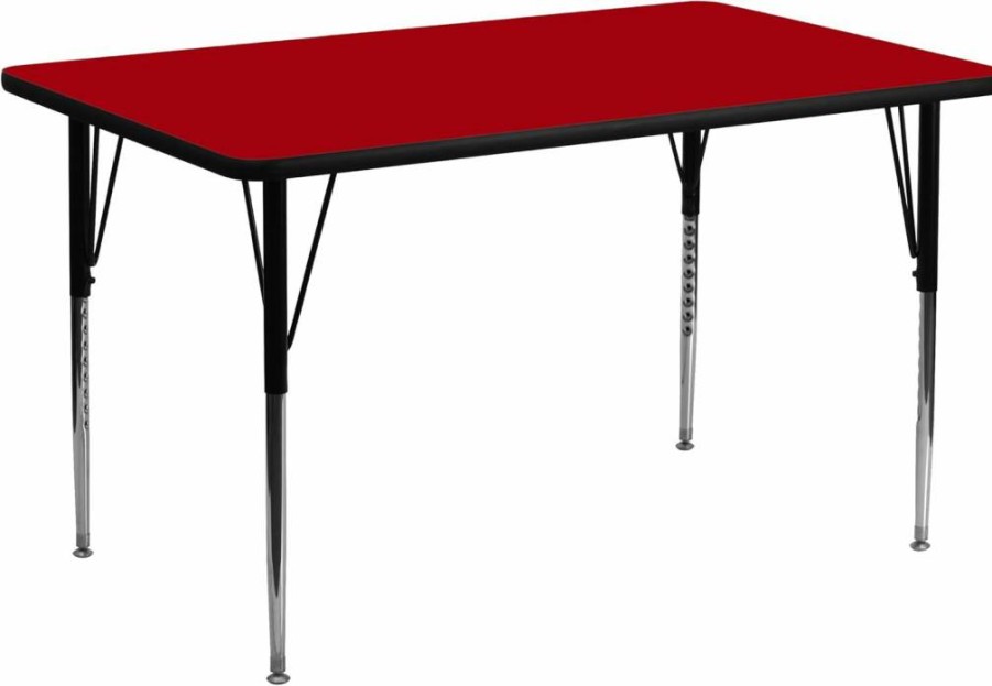 Flash Furniture Wren 30x60 Inch Adjustable Height Rectangular Activity Table - Yellow Thermal Laminate Top for School or Office
