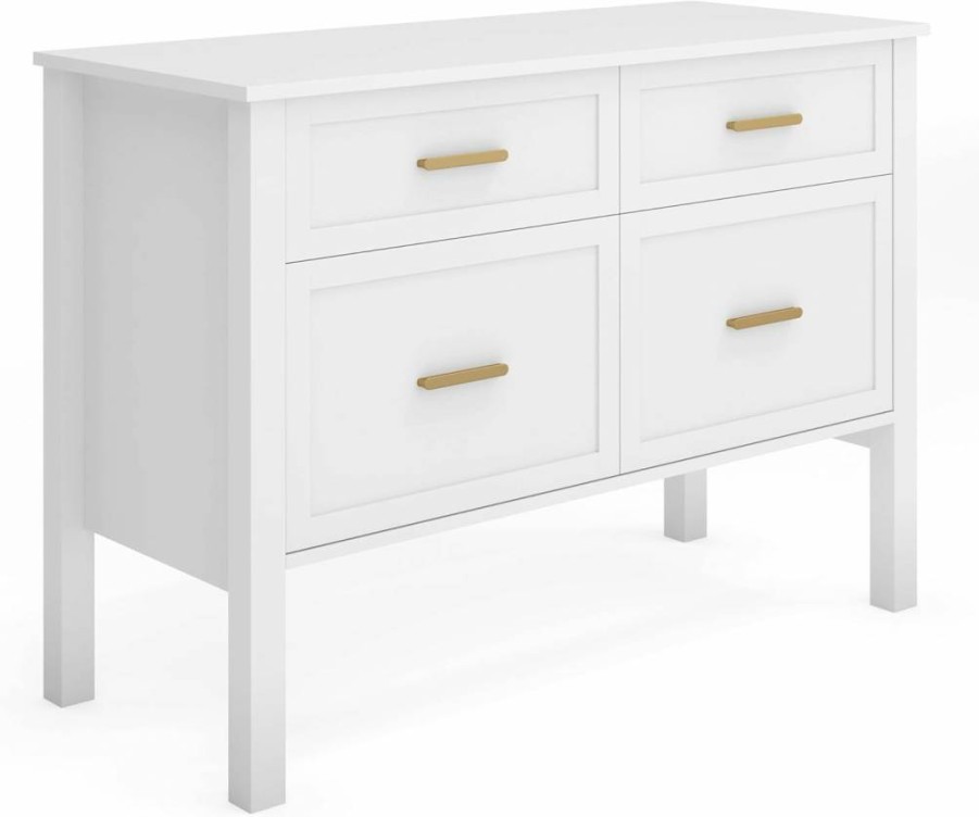 Martha Stewart White Shaker Style 4-Drawer Lateral File Cabinet for Home Office