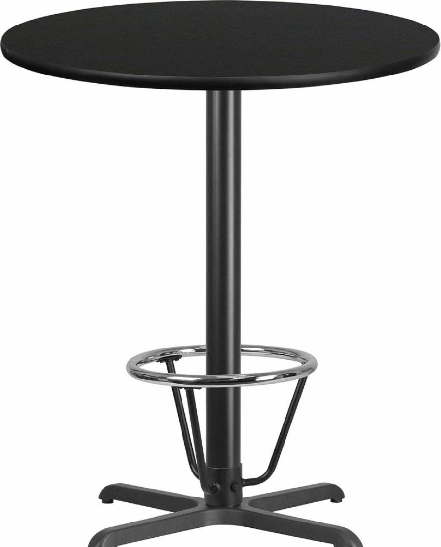 Flash Furniture 36-Inch Round Black Laminate Bar Table with 30x30 Inch Base & Foot Ring