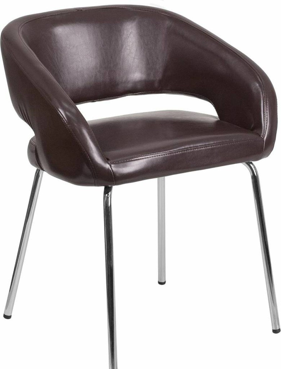 Flash Furniture Fusion Series White Leathersoft Side Chair - Retro Lounge Chair for Office or Living Room