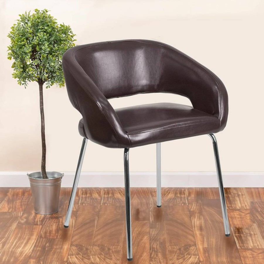 Flash Furniture Fusion Series White Leathersoft Side Chair - Retro Lounge Chair for Office or Living Room