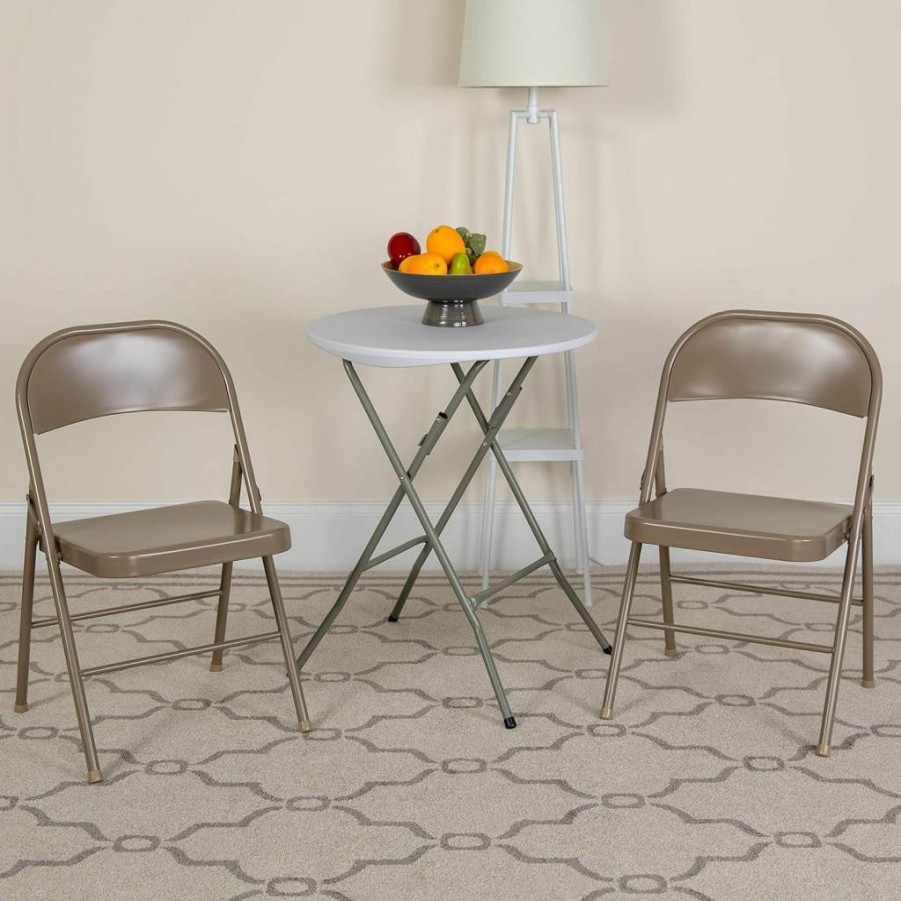 Flash Furniture Hercules Series Heavy Duty Black Metal Folding Chair with Double Bracing