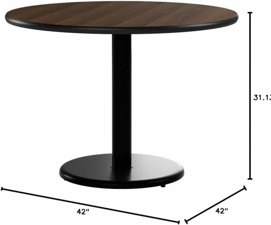 Flash Furniture 42-Inch Round Graniss Laminate Dining Table with 24-Inch Height Adjustable Base, Natural Finish