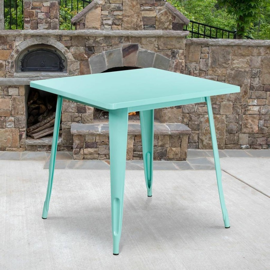 Flash Furniture Felix 31.5" Square White Metal Table for Indoor & Outdoor Use - Commercial Grade
