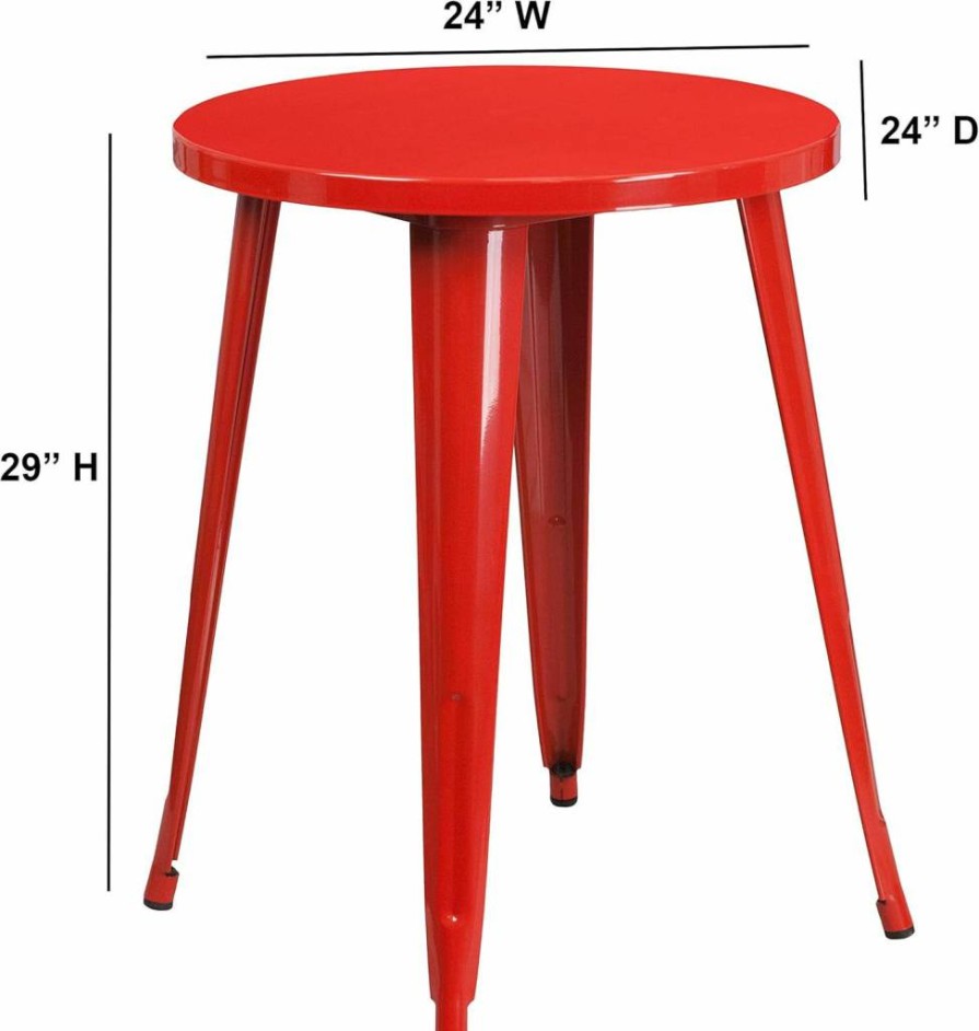 Flash Furniture 24" Round Blue Metal Indoor-Outdoor Table - Commercial Grade Webb Design