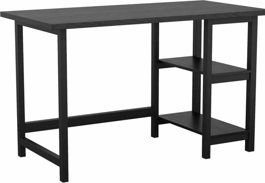 Martha Stewart Beckett Modern White Wood Grain Trestle Desk with Open Shelves