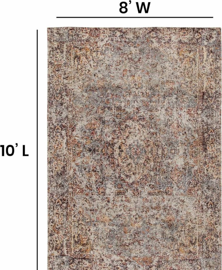 Flash Furniture Katherine Traditional Red Rug 8x10 Feet - Old English Style Handmade Area Rug for Living Room, Bedroom