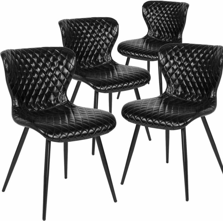 Flash Furniture Bristol Modern Black Vinyl Upholstered Office Chair - Ergonomic Desk Chair with Contemporary Design