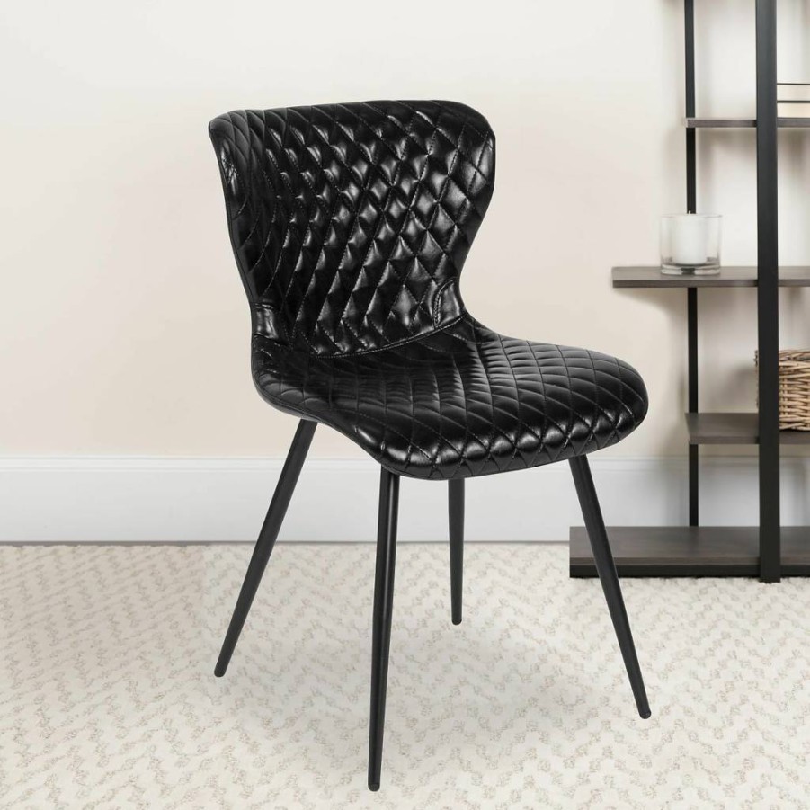 Flash Furniture Bristol Modern Black Vinyl Upholstered Office Chair - Ergonomic Desk Chair with Contemporary Design