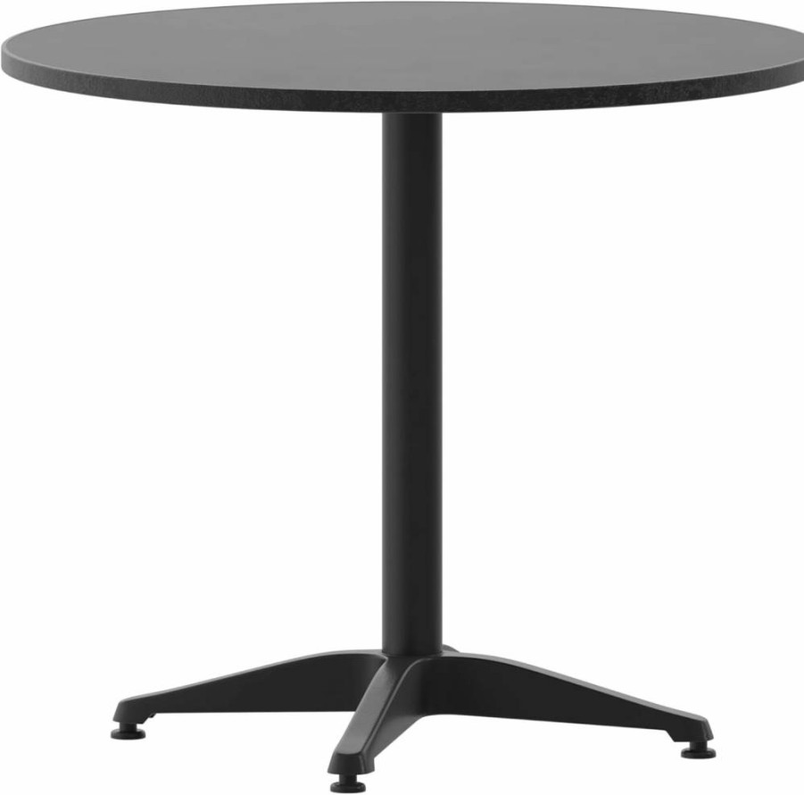 Flash Furniture Mellie 27.5-Inch Round Black Metal Table for Indoor & Outdoor Use with Sturdy Base