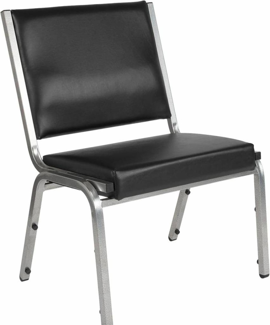 Flash Furniture Hercules Series 1000 lb. Capacity Black Antimicrobial Vinyl Bariatric Chair for Medical Office Reception