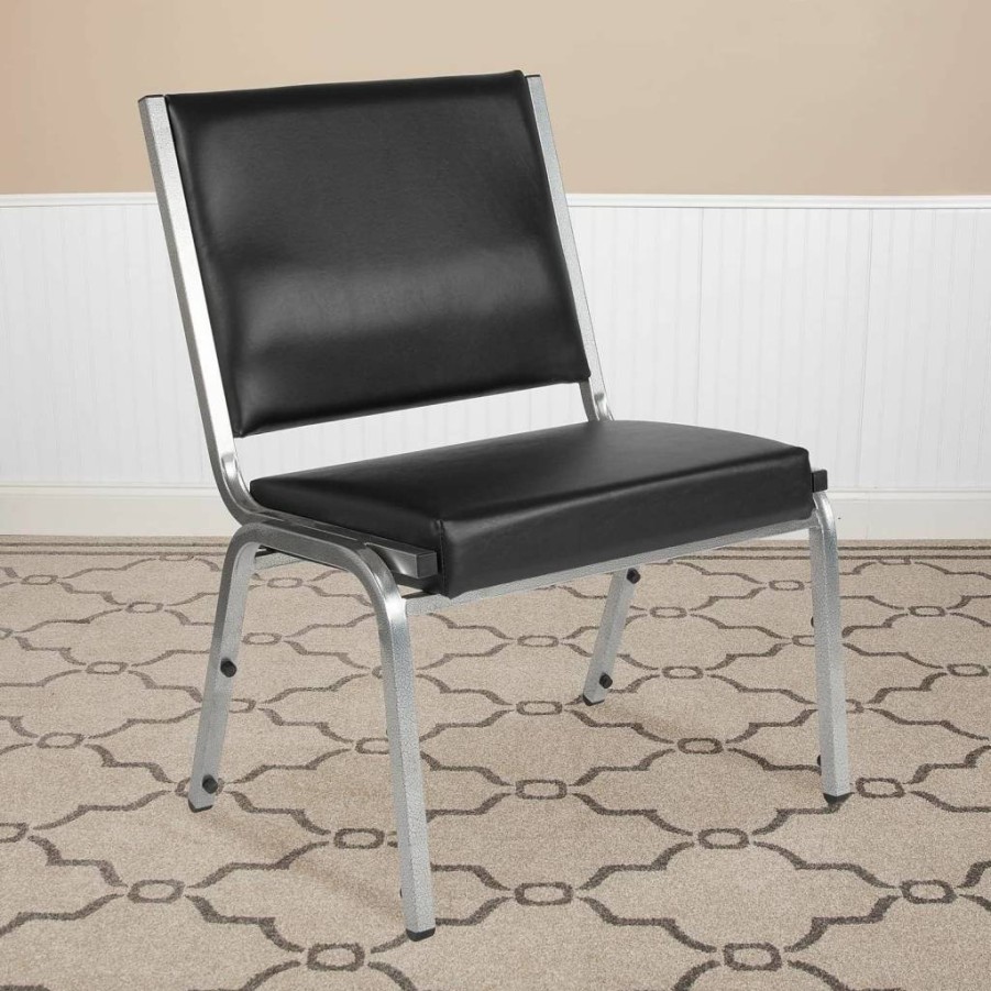 Flash Furniture Hercules Series 1000 lb. Capacity Black Antimicrobial Vinyl Bariatric Chair for Medical Office Reception