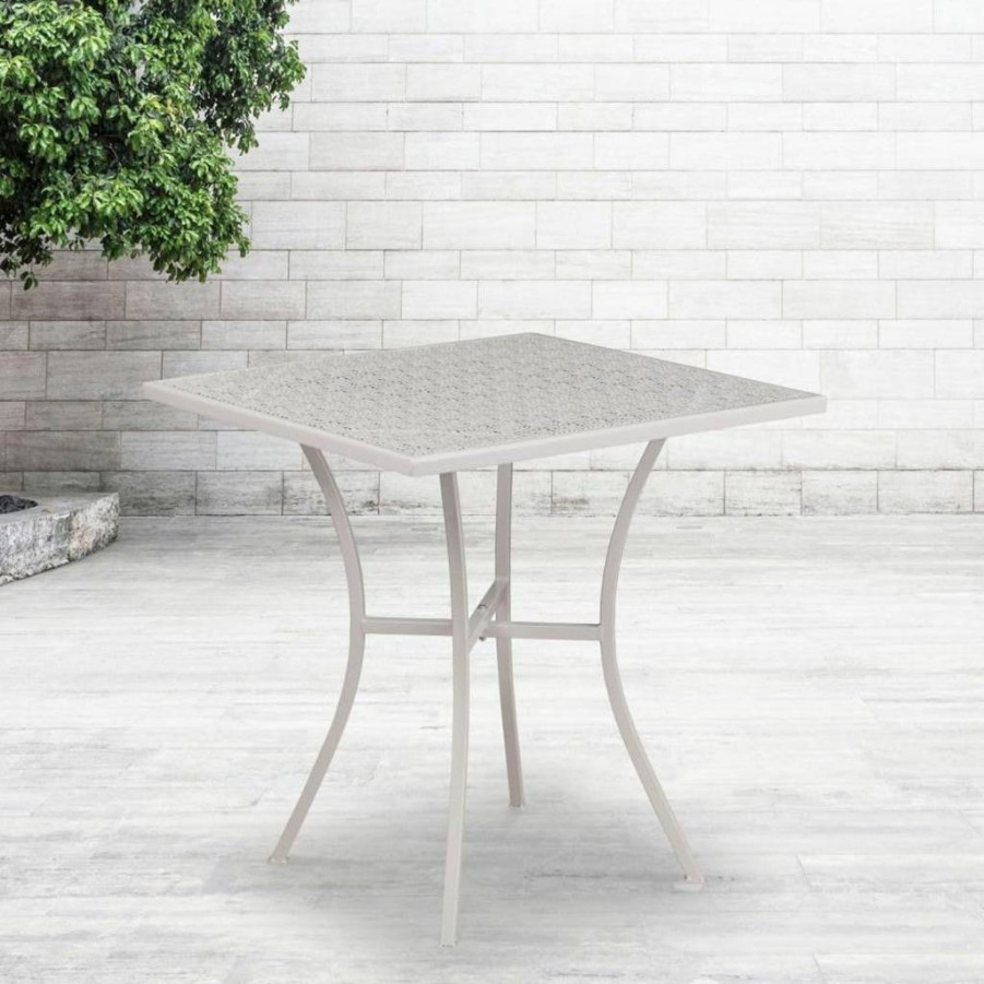 Flash Furniture 28" Square Coral Steel Patio Table - Indoor-Outdoor Commercial Grade Oia Collection