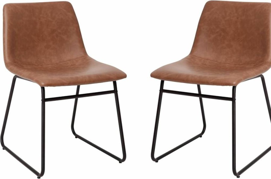 Flash Furniture 18" Leathersoft Dining Chairs Set of 2 - Mid-Century Modern Bucket Seat Height Chairs, Light Gray & Black